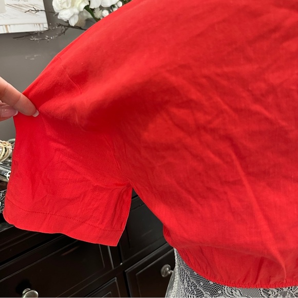 ZARA Red Linen Wrap Crop Top | Size M - Picture 5 of 10